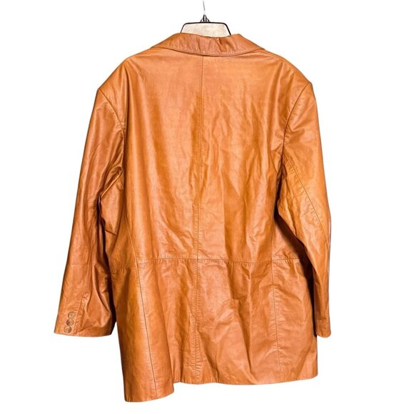 Roundtree & Yorke Cognac Brown Leather Blazer Jacket 2-Button Lined Men Size XL - Picture 4 of 4